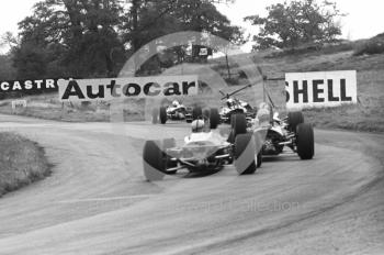 Cars exit Cascades, Oulton Park, BRSCC Â£1000 1967.
