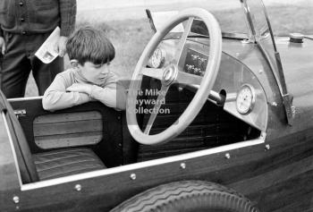 Young spectator in the paddock, 1969 VSCC Richard Seaman Trophies meeting, Oulton Park.