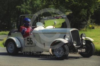 Peter Hill, Triumph Midge PH 100, Hagley and District Light Car Club meeting, Loton Park Hill Climb, July 2000.