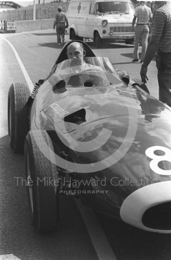 Stirling Moss on the grid in a Vanwall at the European Formula 2 Championship meeting, Donington Park, 1981.