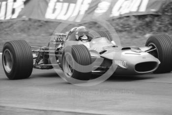 Jackie Stewart, Matra Ford MS10, at Druids Hairpin, Brands Hatch, 1968 British Grand Prix.
