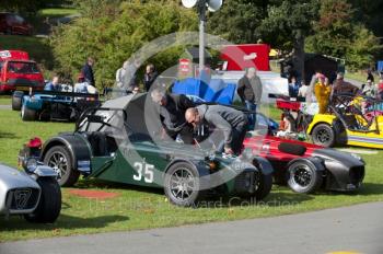 In the paddock, Hagley and District Light Car Club meeting, Loton Park Hill Climb, September 2013.