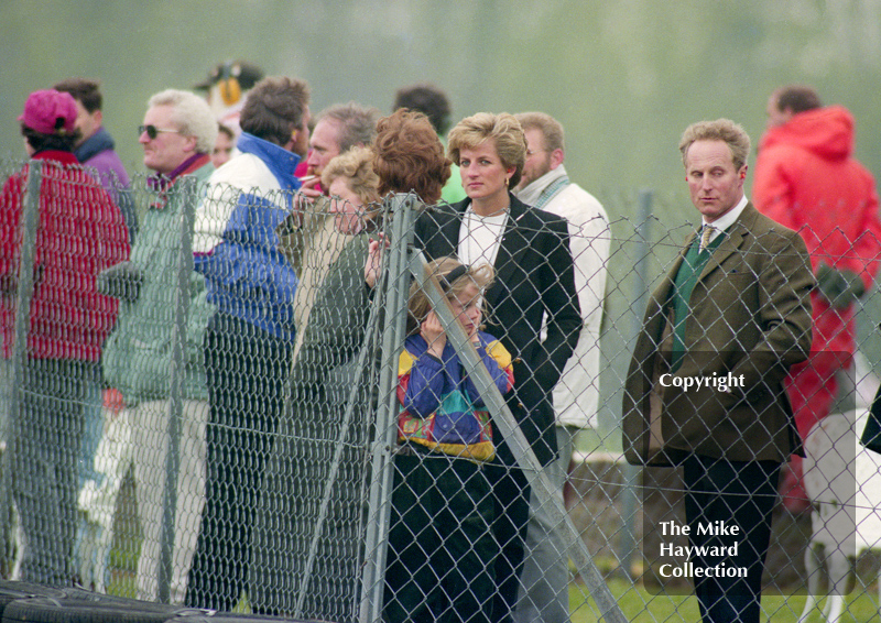 The Princess of Wales among the spectators at Donington Park, European Grand Prix 1993.
