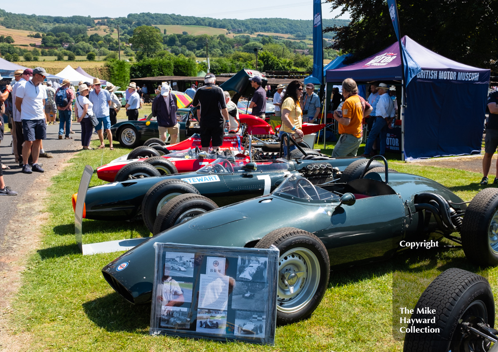 BRM display in the paddock, Shelsley Walsh Classic Nostalgia, 16th July 2022.