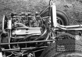 Jock Russell's Lotus 43 V8 engine, Guards F5000 Championship round, Oulton Park, April 1969.
