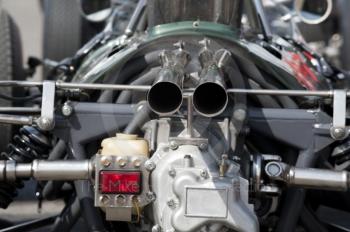 Lotus exhaust pipes, Silverstone Classic 2010