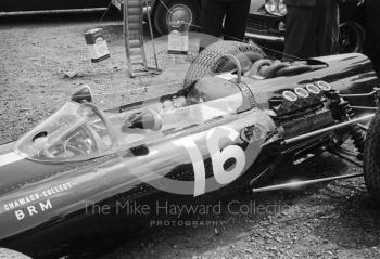 Vic Wilson's Team Chamaco Collect BRM P261 in the paddock, Silverstone International Trophy meeting, 1966.
