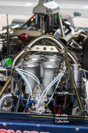 F5000 cars in the pits, 2016 Gold Cup, Oulton Park.
