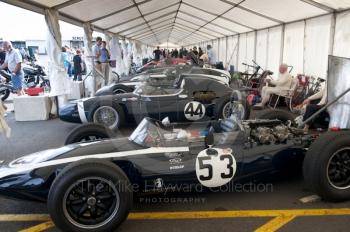 1961 Cooper T53 of John Fairley and 1960 Walker Special of Richard Parnell, Pre-1966 Grand Prix Cars, Silverstone Classic 2010