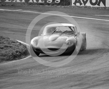 Unidentified car and driver at Lodge Corner, Sports Car Race, Oulton Park, 1969
