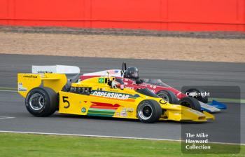 Ollie Hancock, Fittipaldi F5A, Doug Mockett, Penske PC3, FIA Masters Historic Formula 1, 2016 Silverstone Classic.
