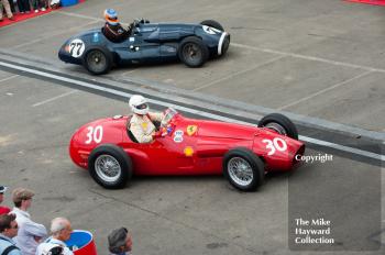 Alexander Boswell, 1952 Ferrari 625A, and Adrian van der Kroft, 1952 Connaught A3, HGPCA pre-61 GP cars, Silverstone Classic, 2010
