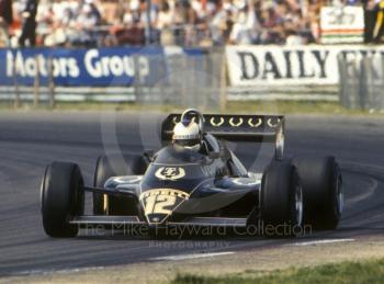 Nigel Mansell, JPS Lotus 94T heading for 4th place, British Grand Prix, Silverstone, 1983
