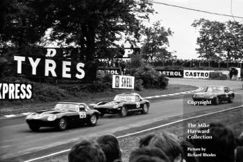 Warren Pearce, K G Holland, J Quick, Jaguar E-Types, Brands Hatch, May 28 1967.
