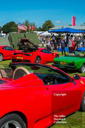 Ferraris on display at the 2016 Gold Cup, Oulton Park.
