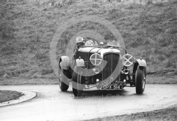 Bentley in action, reg no DPX 514, Prescott Hill Climb, 1967.