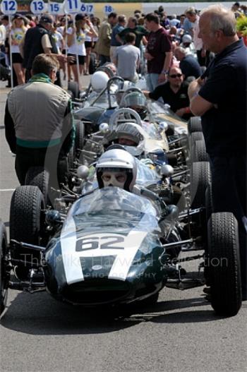 Simon Armer, 1962 Cooper T59, Formula Junior, in the paddock, Silverstone Classic 2009.