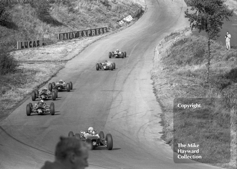 Cars make their way up Clay Hill, Oulton Park Gold Cup meeting, 1964.