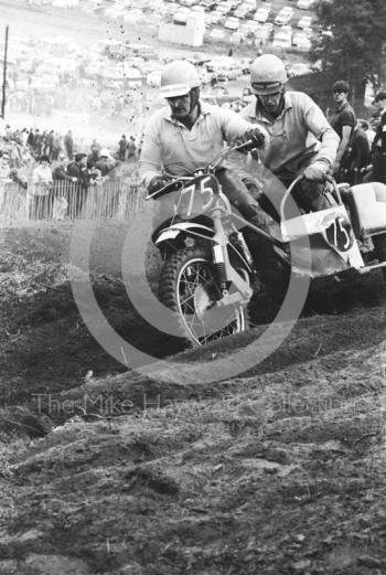 Sidecar on the hill, 1966 motocross meeting, Hawkstone.