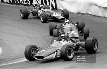 Morris Nunn, Astrali Accessories Lotus 41 Broadspeed, Bev Bond, Jean Allen Racing Brabham BT21B Ford, Chris Williams, Red Rose Motors Chevron B9, Mallory Park, Guards International Trophy, 1968.
