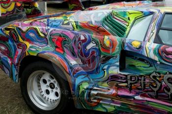 Multi-coloured Lamborghini by artist Hornsleth, Silverstone Classic 2010