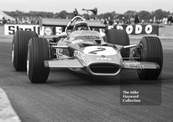 Jochen Rindt, Gold Leaf Team Lotus 49B, Silverstone, 1969 British Grand Prix.
