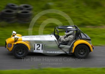 Robert Jacobs, Caterham seven, reg no X59 JVZ, Hagley and District Light Car Club meeting, Loton Park Hill Climb, August 2012.