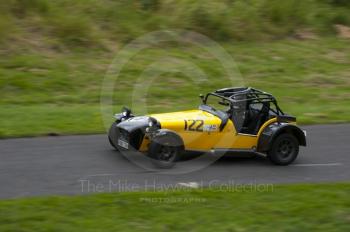 Steffan Eldred, Caterham seven, reg no X56 TZN, Hagley and District Light Car Club meeting, Loton Park Hill Climb, August 2012. 