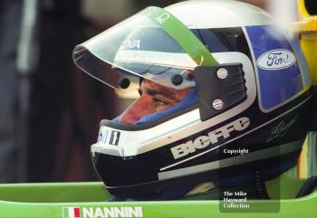 Alessandro Nannini in the pits, Benetton B190, Silverstone, British Grand Prix 1990.
