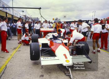 Alain Prost, Marlboro McLaren MP4/3, British Grand Prix, Silverstone, 1987.

