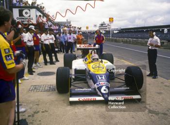 Nelson Piquet, Williams FW11B, during qualifying, British Grand Prix, Silverstone, 1987
