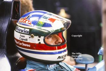 Ivan Capelli, Leyton House March Racing Team, March 871, during practice for the British Grand Prix, Silverstone, 1987.
