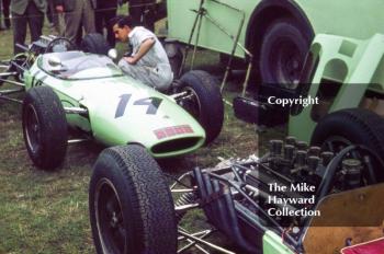 UDT Lotus Climax and Lotus BRM in the paddock, 1962 Gold Cup, Oulton Park.

