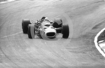 Richard Attwood, BRM V12 P126, at Bottom Bend, British Grand Prix, Brands Hatch, 1968.
