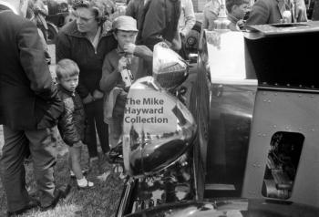 Crowds gather around a Rolls Royce, 1969 VSCC Richard Seaman Trophies meeting, Oulton Park.