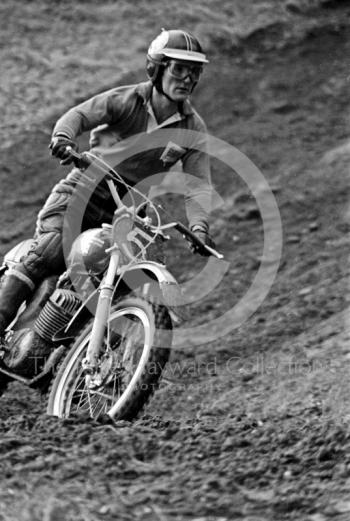 Alan Clough, Husqvarna 420, ACU British Scramble Sidecar Drivers Championship meeting, Hawkstone Park, 1969.