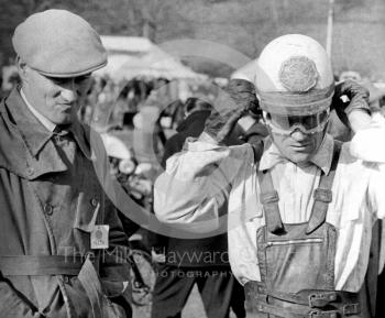 Jeff Smith in the paddock, 1966 ACU Championship meeting, Hawkstone.