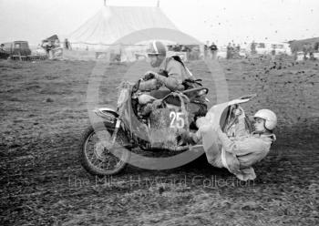 Spectacular sidecar action, motorcycle scramble at Spout Farm, Malinslee, Telford, Shropshire between 1962-1965