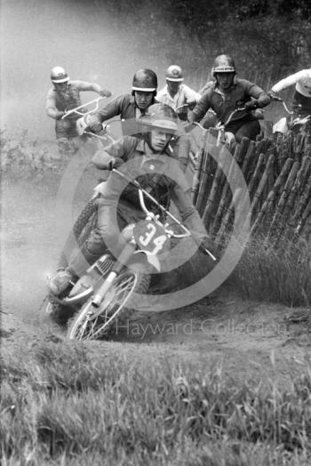 Leading the pack, 1966 motocross meeting, Hawkstone.