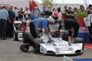 Manfredo Rossi di Montelera, 1974 Brabham BT42, in the paddock before the Grand Prix Masters race, Silverstone Cassic 2009.