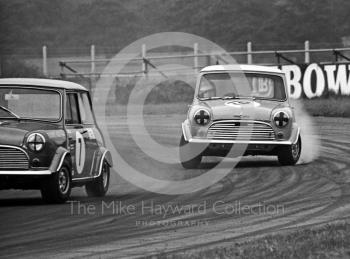 Peter Lague, Mini Cooper S, understeering at Becketts Corner, Silverstone Martini International Trophy 1968.
