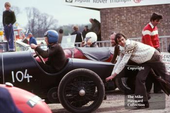 N Arnold-Forster, 1912 Bugatti in the paddock, VSCC meeting, May 1979, Donington Park.
