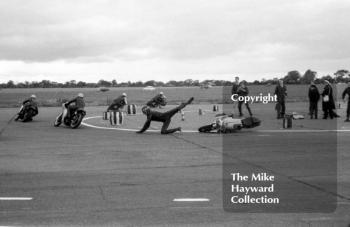 Motorcycle action, 1963, Perton Airfield, South Staffordshire.