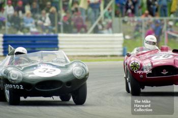 D-Type Jaguar (RSF 302) and Jeffrey Pattinson, Aston Martin, (SLC 626), 1993 Labatts World Endurance 1950's Sports Car Race, 1993 British Grand Prix, Silverstone.
