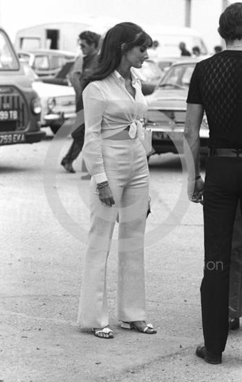 Fashion in the paddock, Silverstone, 1969 British Grand Prix.
