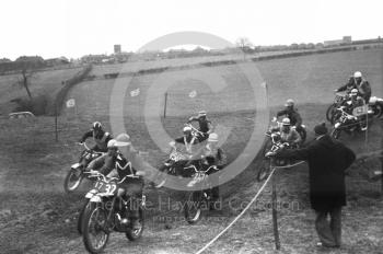 Group of riders at Malinslee, motorcycle scramble at Spout Farm, Malinslee, Telford, Shropshire between 1962-1965