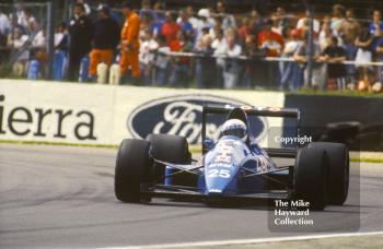 Andrea De Cesaris, Ligier JS25, Renault V6, Silverstone, British Grand Prix, 1985.
