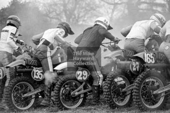 Riders at the starting line, Sutton Nomads' motocross, Dosthill, Tamworth.
