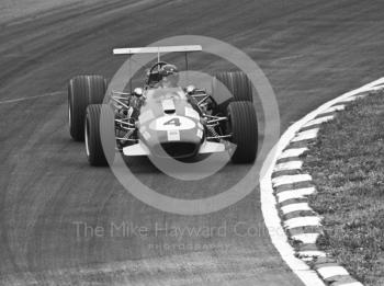 Jochen Rindt, Brabham BT26, at Bottom Bend, British Grand Prix, Brands Hatch, 1968.
