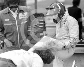 Graham Hill, Lola T370, on the grid at Brands Hatch, British Grand Prix 1974.
